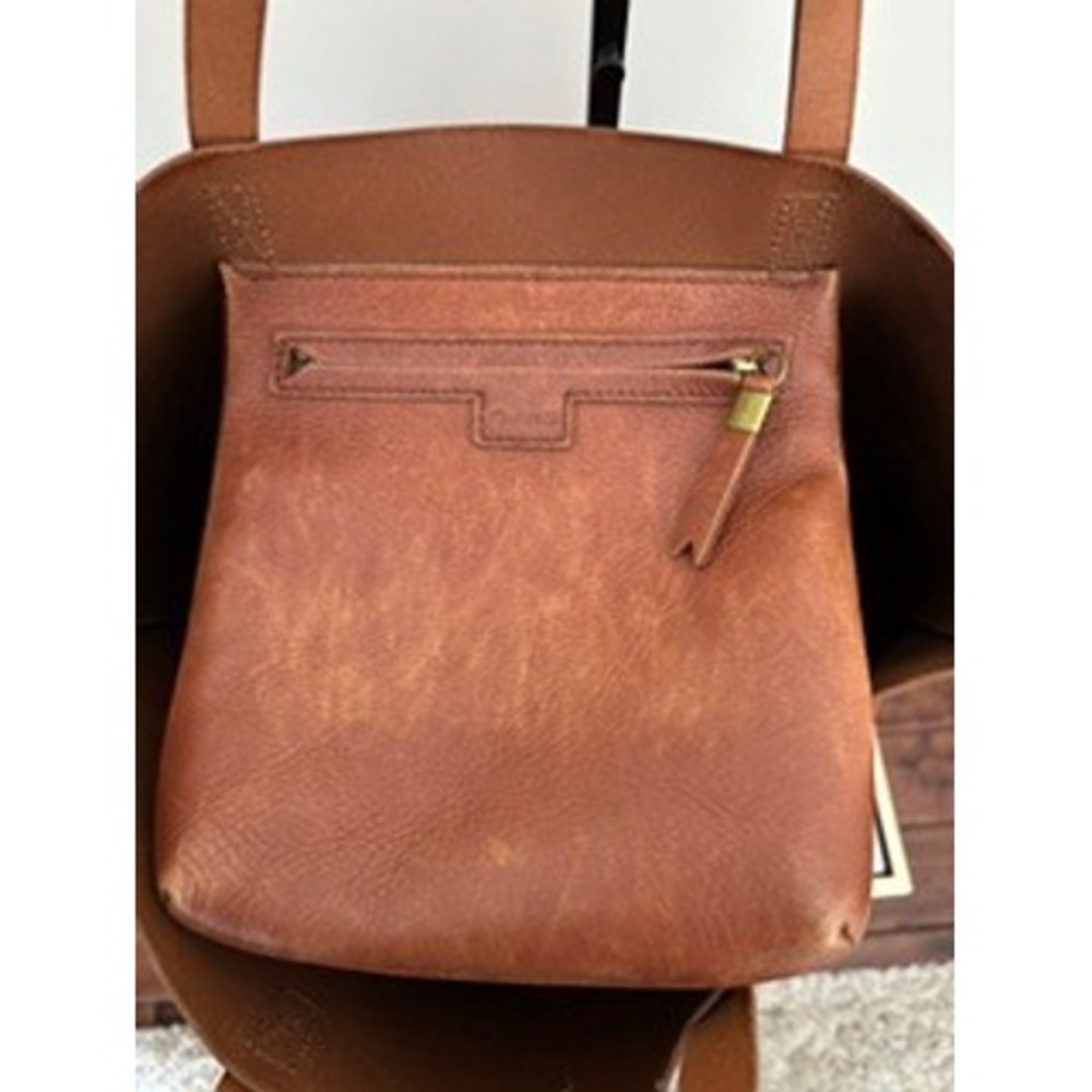 Madewell Transport Tote Bag English Saddle Brown Leather Shoulder Bag - Picture 10 of 14